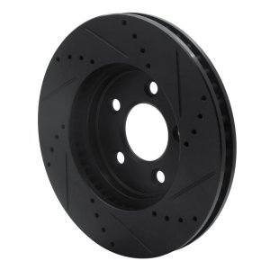Ford Mustang Brake Rotor (1) - Front Left - R1 Concepts - Drilled & Slotted - Black - `05-`10